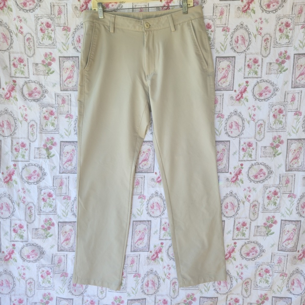 Under Armour Men's Golf Chino Pants 34/32 Tan Beige Performance Stretch Straight - Picture 4 of 9